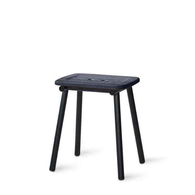 TUBBY TUBE stool - Black med Navy Blue ash sæde