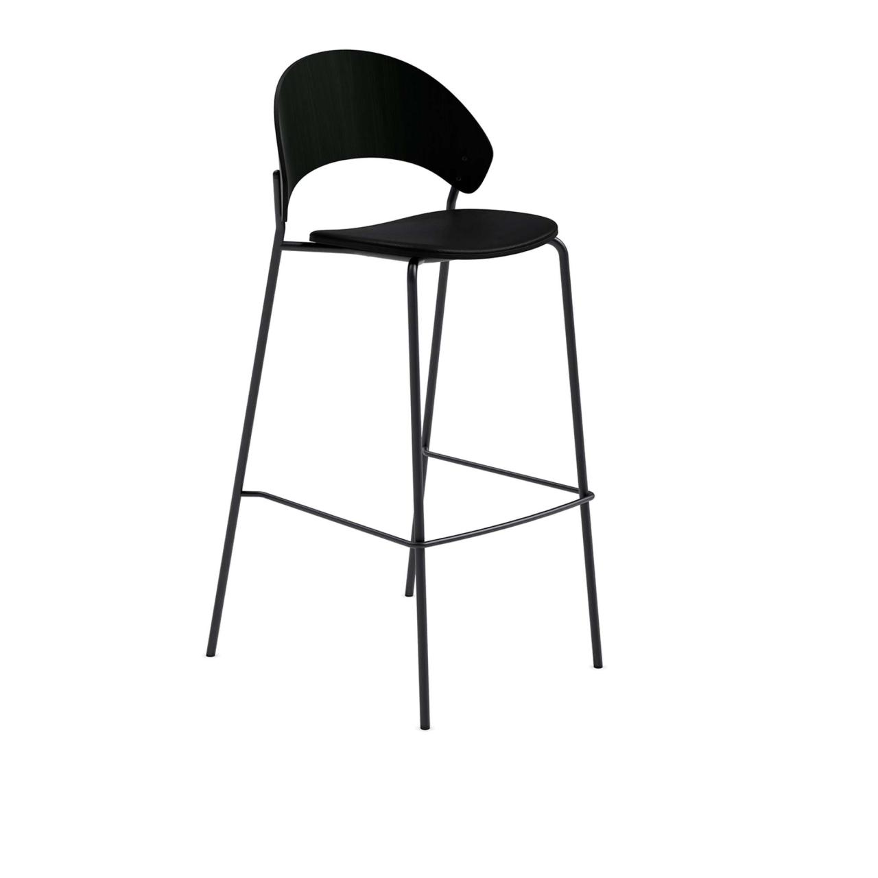 Dosina barstol - 75 cm - Sort eg m. sort læder polstring