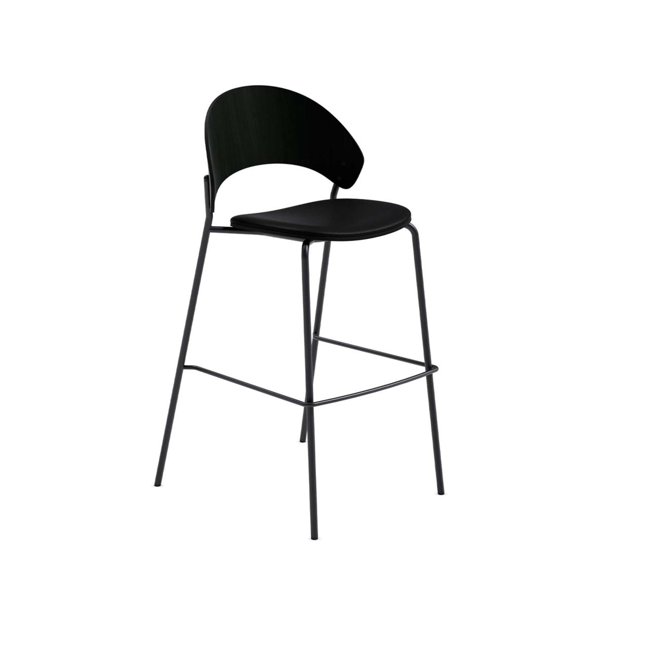 Dosina barstol - 65 cm - Sort eg m. sort læder polstring
