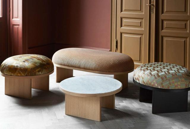 ANZA coffee table - ø65x29 cm - white carraca marble/natural oak