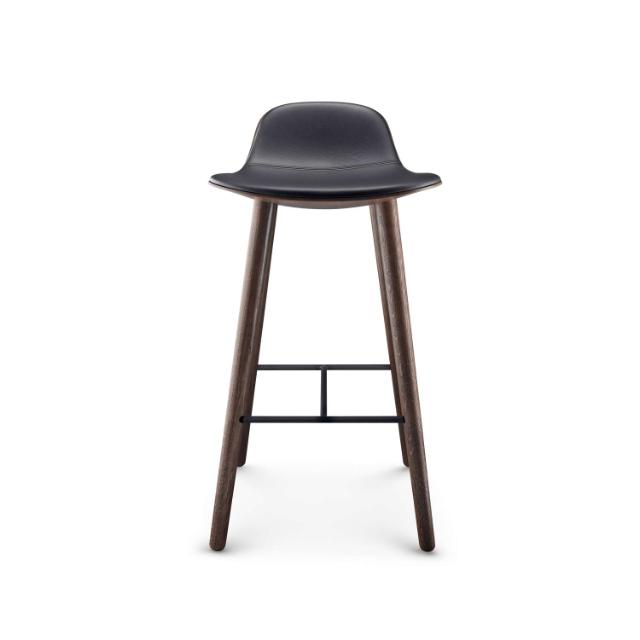 Yuuga barstol - Røget eg m. sort læder - 75 cm