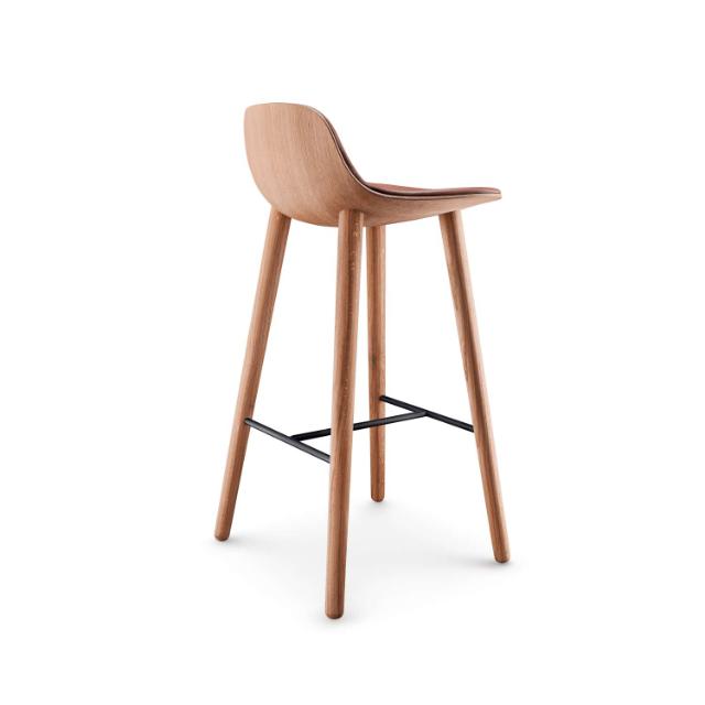Yuuga barstol - Olieret eg m. cognac læder - 75 cm