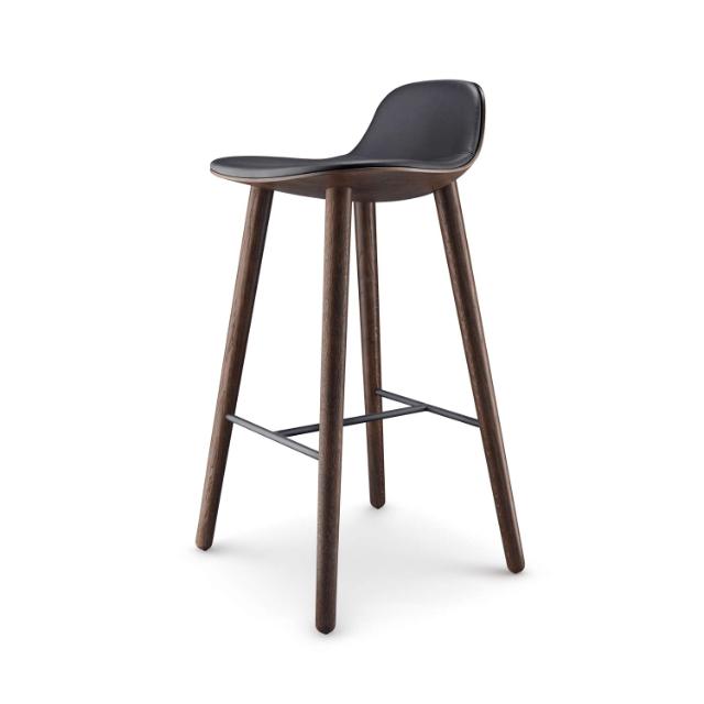 Yuuga barstol - Røget eg m. sort læder - 75 cm
