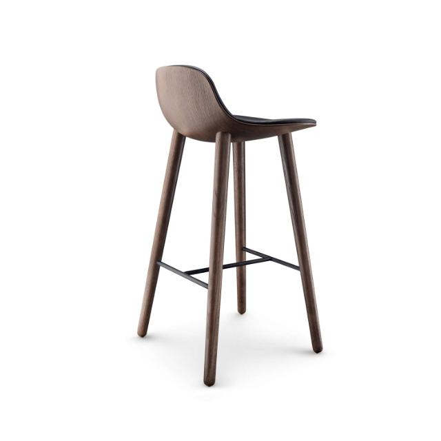 Yuuga barstol - Røget eg m. sort læder - 75 cm